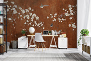 Rust Orange Magnolia Chinoiserie Wall Mural