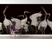 Dark Crane Chinoiserie Wall Mural