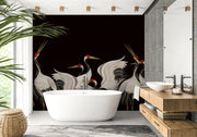 Dark Crane Chinoiserie Wall Mural