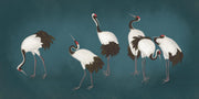 Teal Red-Crowned Crane Wall Mural – clean artwork for crop selection