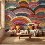 Boho Embroidery Waves Wall Mural – room illustration 1