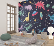 Dinosaur Astronauts Wall Mural – room illustration 1