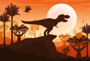 T-Rex Sunset Silhouette Wall Mural – full artwork