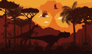 Orange T-Rex Landscape Wall Mural – full artwork