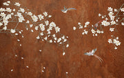 Rust Orange Magnolia Chinoiserie Wall Mural
