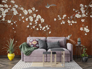 Rust Orange Magnolia Chinoiserie Wall Mural