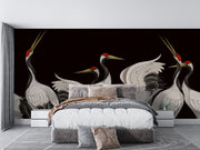 Dark Crane Chinoiserie Wall Mural