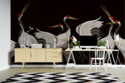 Dark Crane Chinoiserie Wall Mural