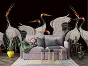 Dark Crane Chinoiserie Wall Mural