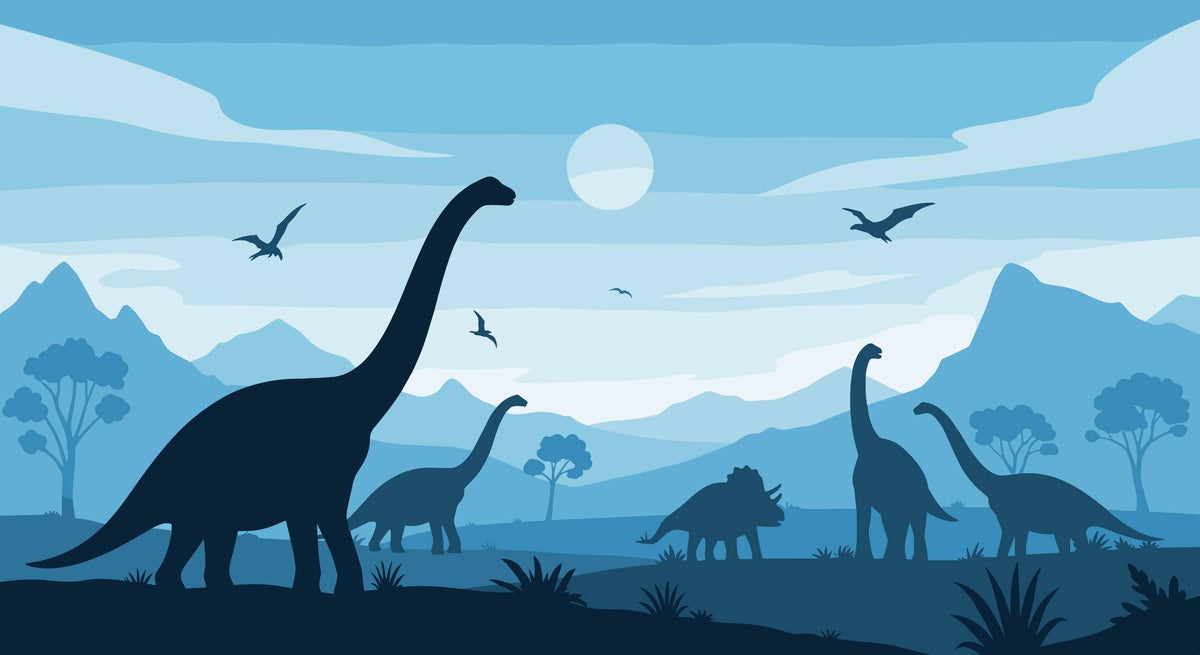 Blue Dinosaur Landscape Wall Mural – full artwork