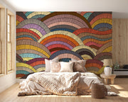 Boho Embroidery Waves Wall Mural – room illustration 3