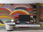 Boho Embroidery Waves Wall Mural – room illustration 2