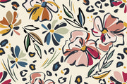 Blush and Mustard Abstract Floral Wall Mural – clean abstract floral artwork