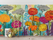 Colourful Wildflower Field Wall Mural – playroom with a wooden ladder and books mock-up