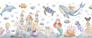 Watercolour Mermaid Castle Wall Mural – full artwork