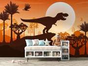 T-Rex Sunset Silhouette Wall Mural – room illustration 2
