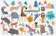 Scandi Animal Gathering Wall Mural – clean Scandi animal artwork