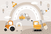 Beige Construction Rainbow Wall Mural – clean artwork