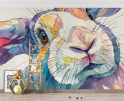 Colourful Watercolour Bunny Wall Mural – room illustration 2