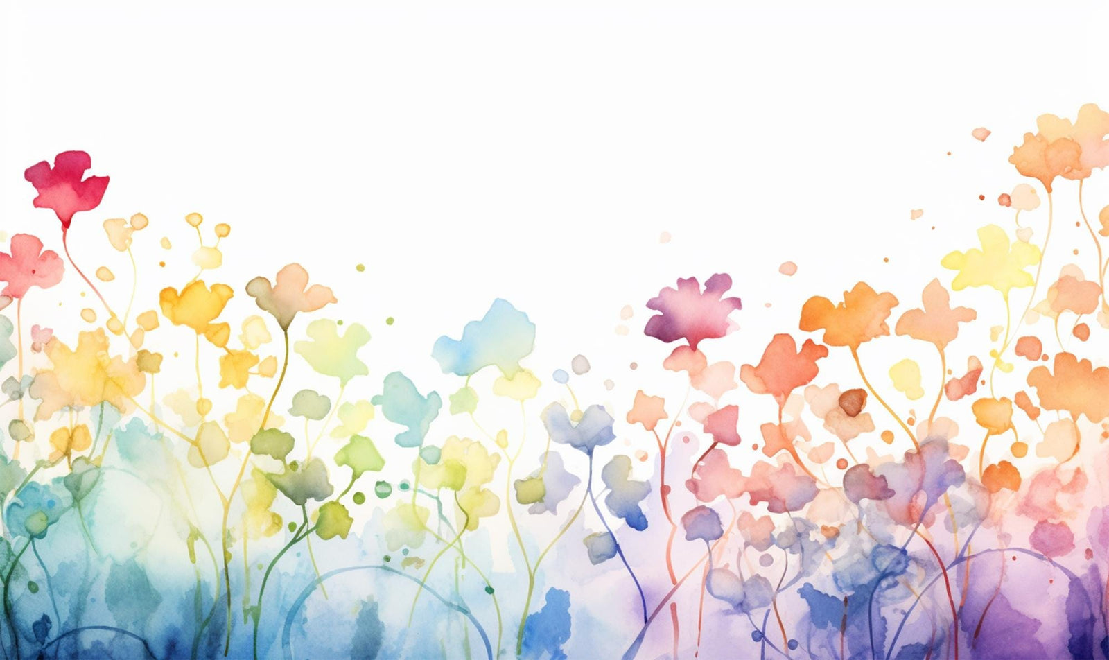 Colorful watercolor flowers on a white background