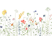Illustration of various colorful flowers on a white background