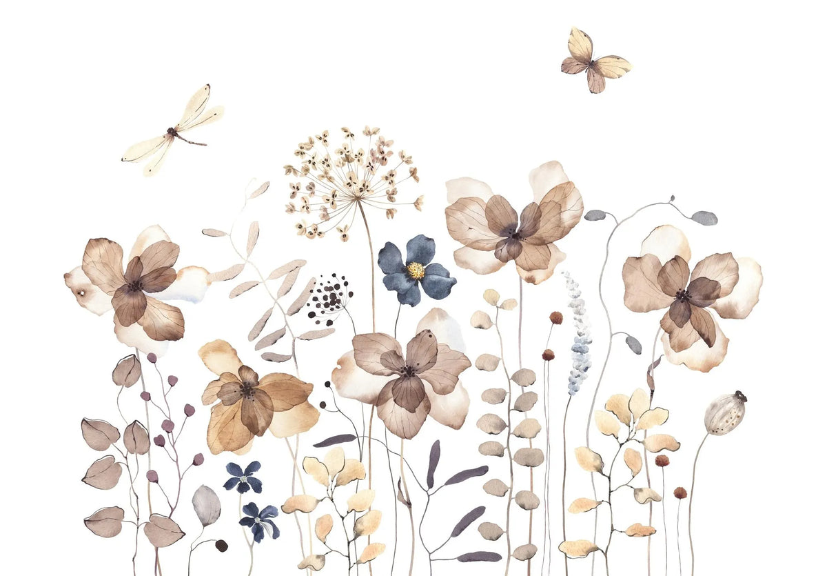 Earthy Flowers Wall Mural