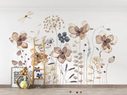 Earthy Flowers Wall Mural