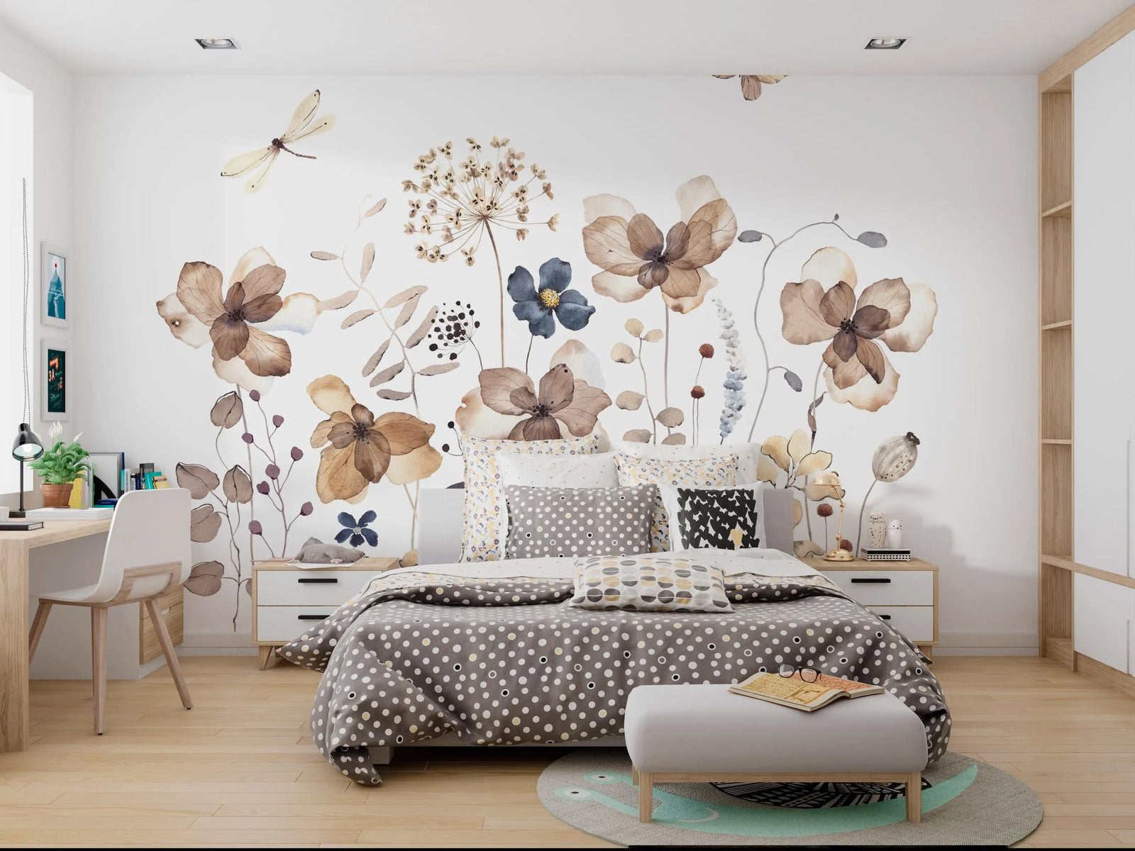 Earthy Flowers Wall Mural