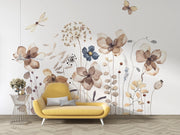Earthy Flowers Wall Mural