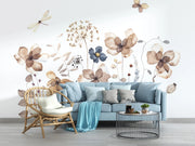 Earthy Flowers Wall Mural