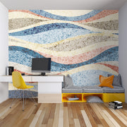 Coastal Mosaic Wave Wall Mural – room illustration 2