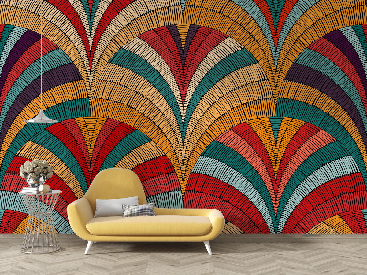 Bohemian Embroidery Fan Wall Mural – room illustration 1