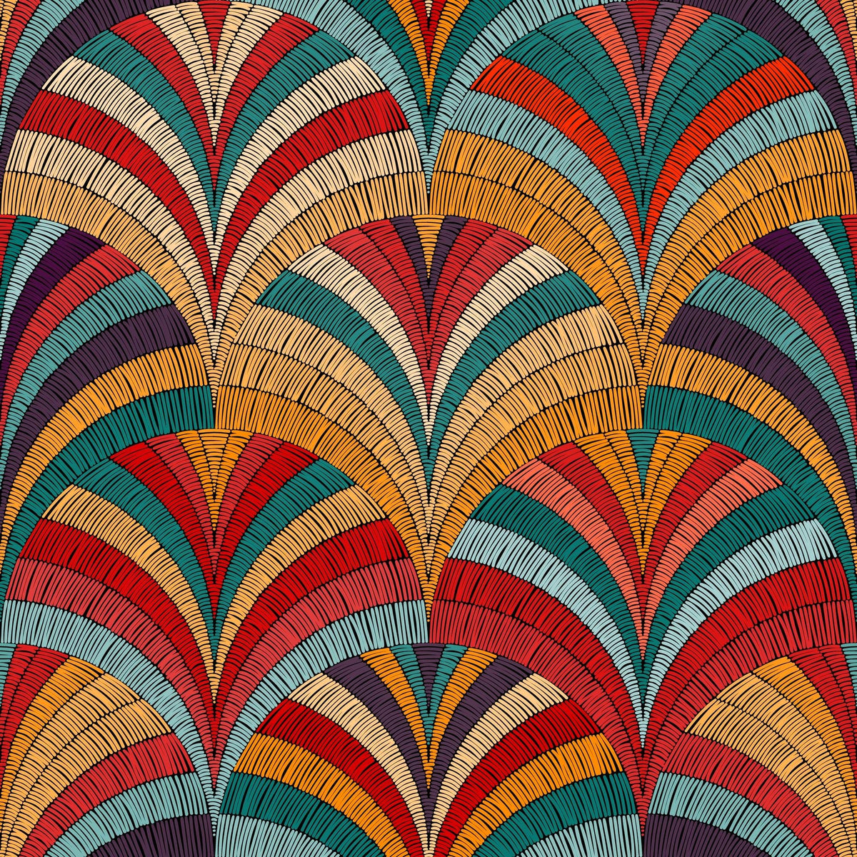 Bohemian Embroidery Fan Wall Mural – full artwork