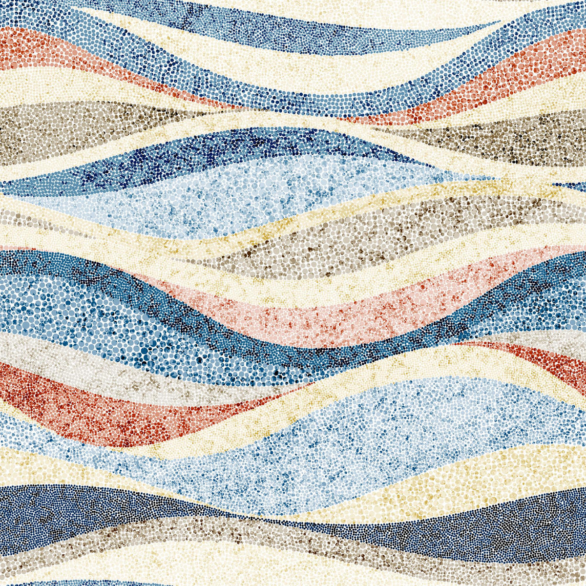 Coastal Mosaic Wave Wall Mural – full artwork