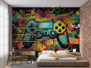 Graffiti Game Controller Wall Mural – room illustration 3