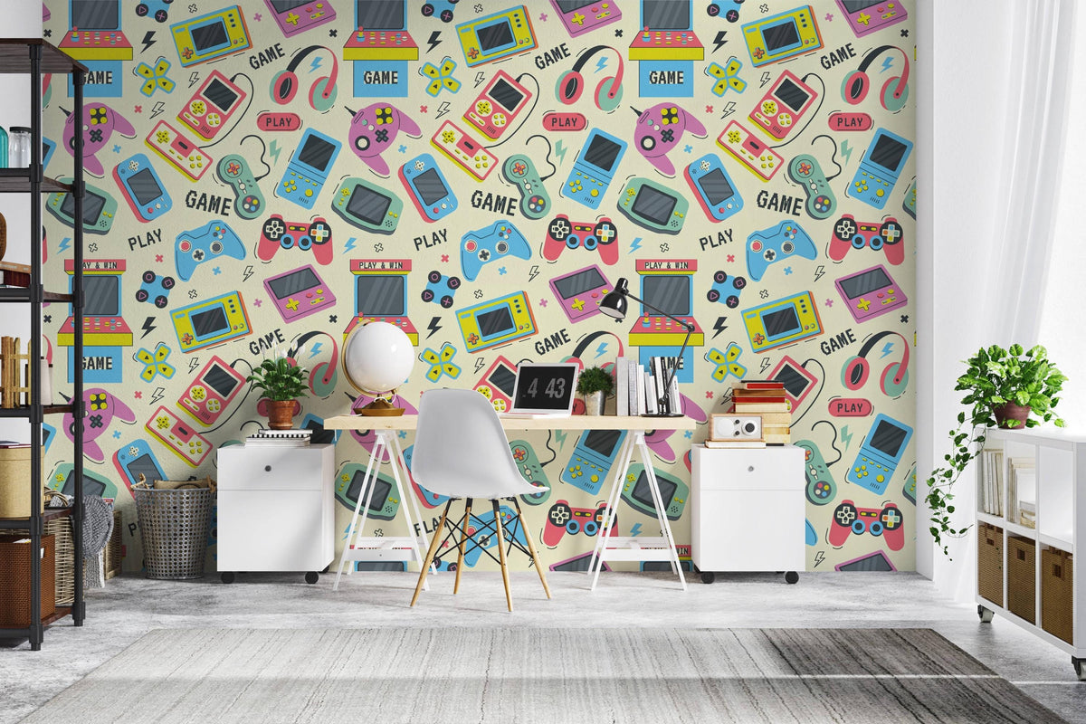 Retro Arcade Gaming Wall Mural – room illustration