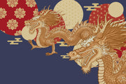 Navy and Gold Dragon Wall Mural – clean artwork