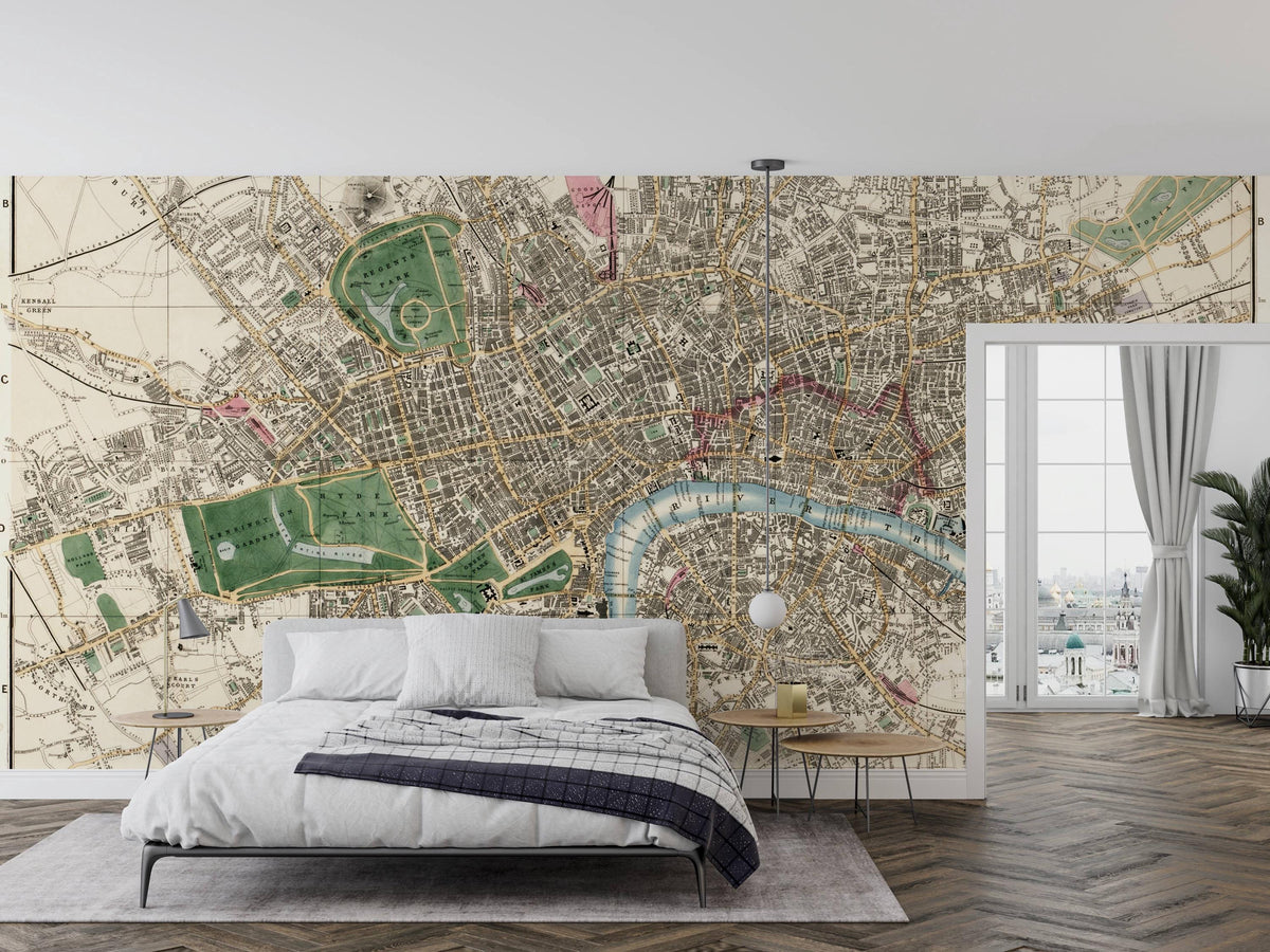 Vintage London Map Wall Mural – room illustration 4