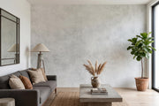 Light Grey Limewash-Effect Wall Mural – living room with a sofa and coffee table mock-up