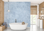 Soft Blue Limewash-Effect Wall Mural – bathroom with a freestanding bath mock-up