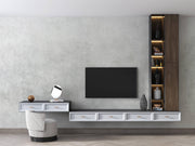 Light Grey Limewash-Effect Wall Mural – living room with a television and low cabinet mock-up
