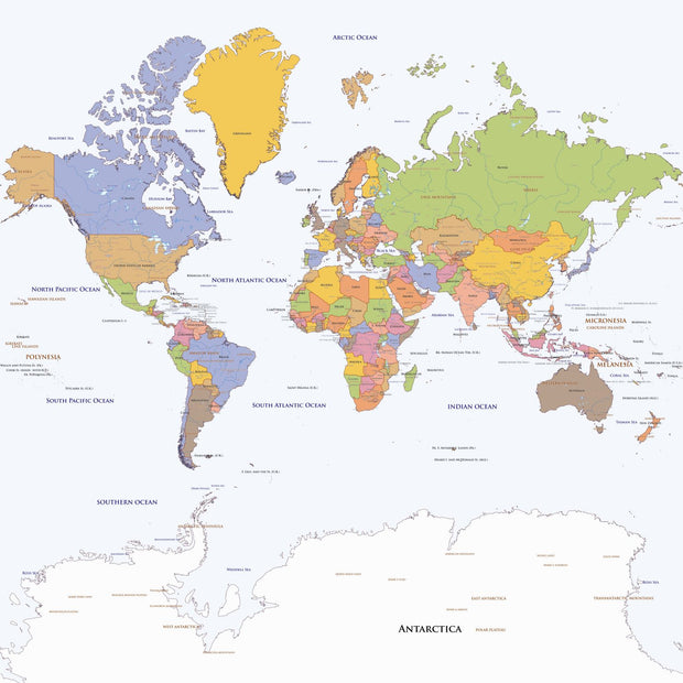 Political world map wall mural