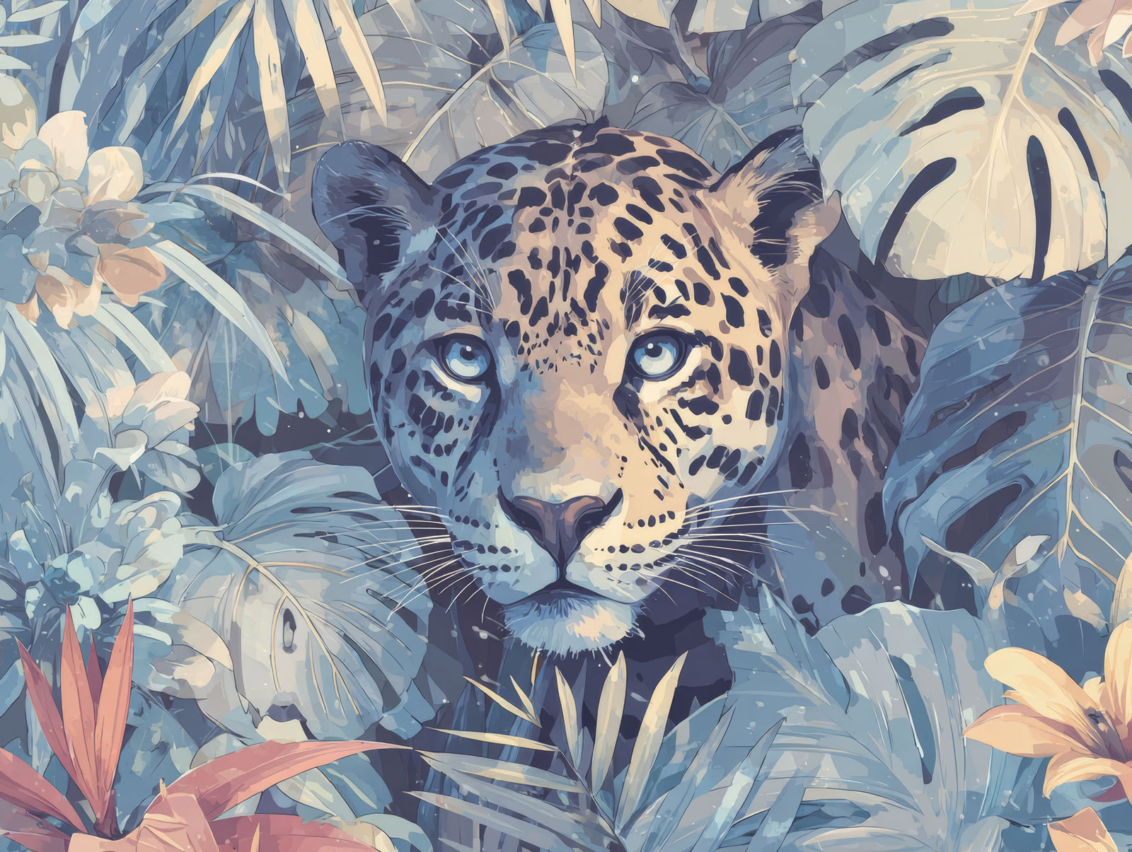 Leopard jungle wall mural