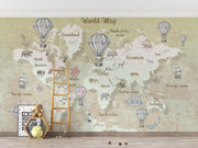 Vintage world map wall mural