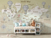 Vintage world map wall mural