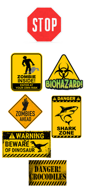 Vintage Warning Signs Door Mural