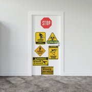 Vintage Warning Signs Door Mural
