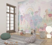 Colourful Lamas Wall Mural Kid's Playroom
